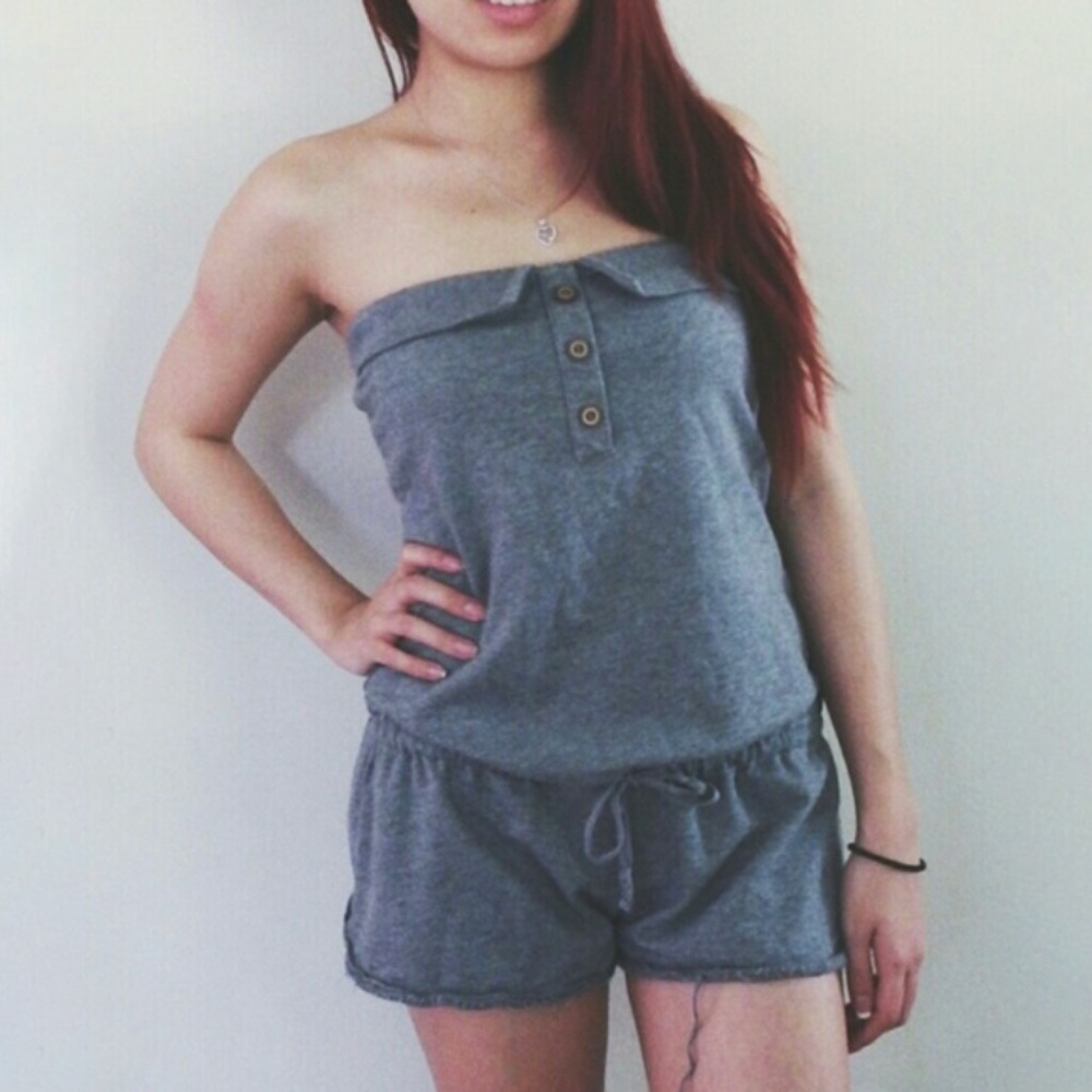 Gray Strapless Romper